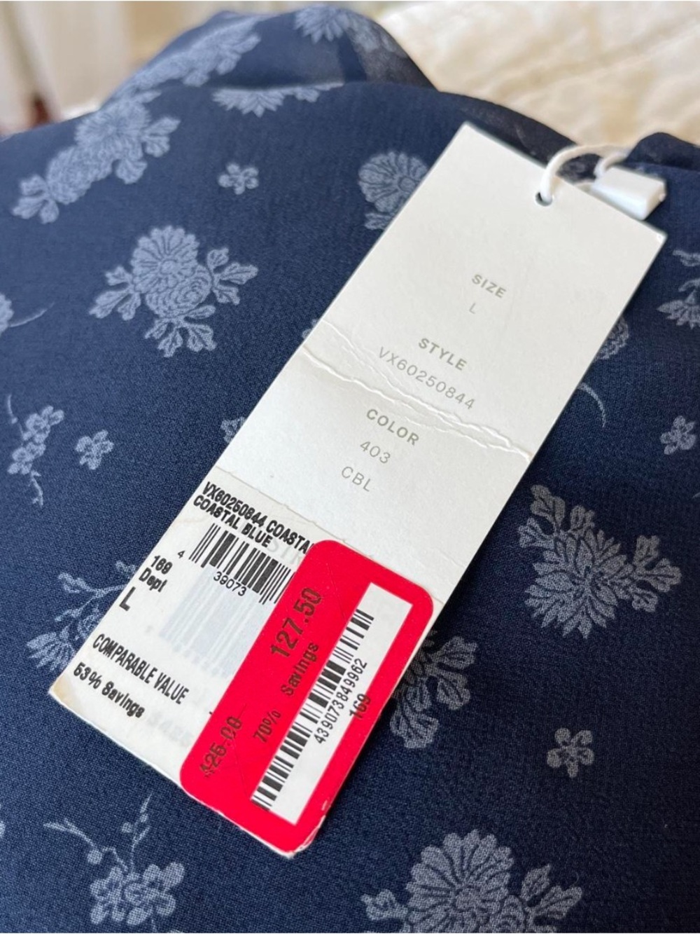 Vince Navy calico Floral 100% Silk Dress, silk lining - Picture 4 of 7
